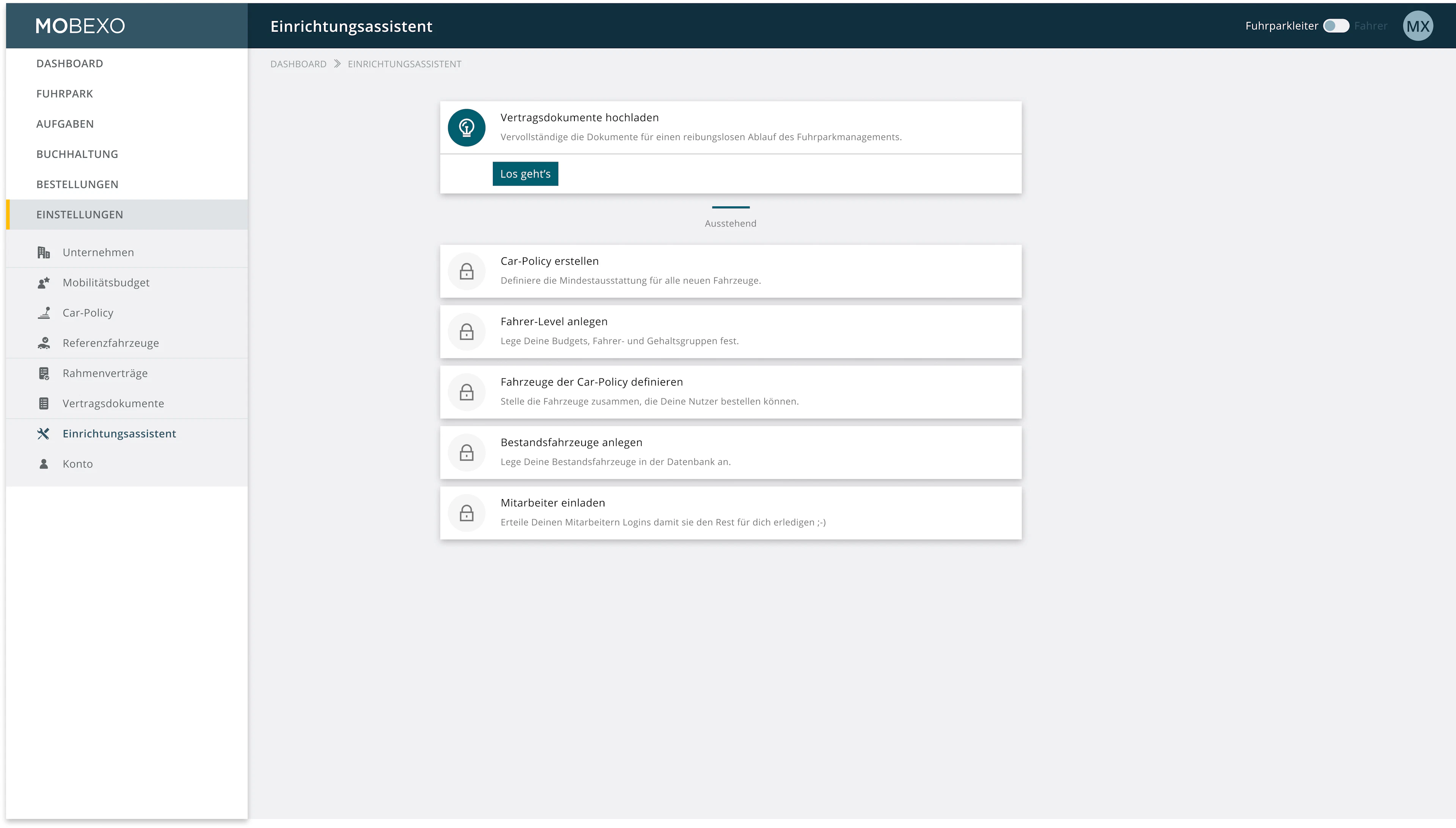 screenshot of Mobexo Fleet Management Software